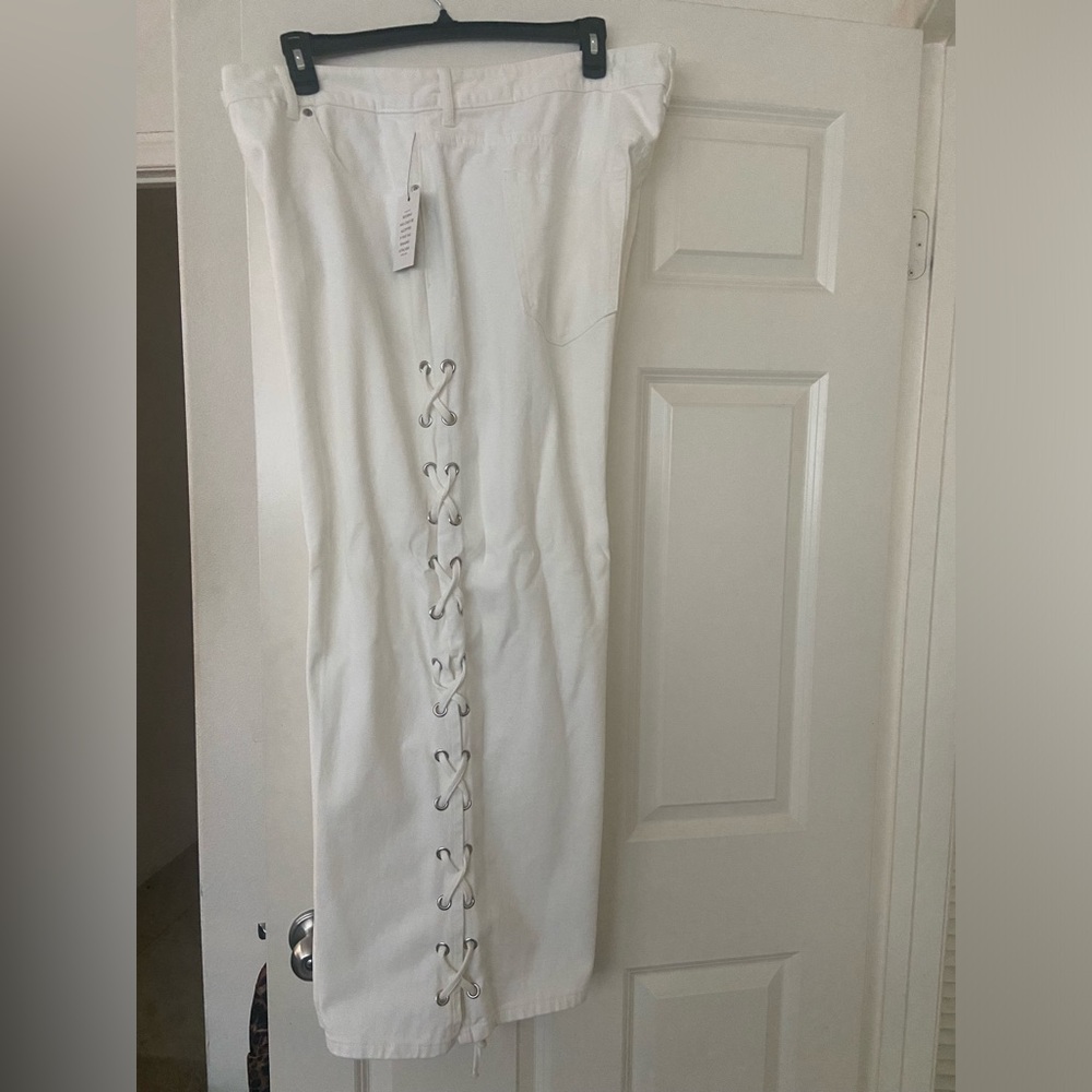 Eloquii White Lace-Up Jeans